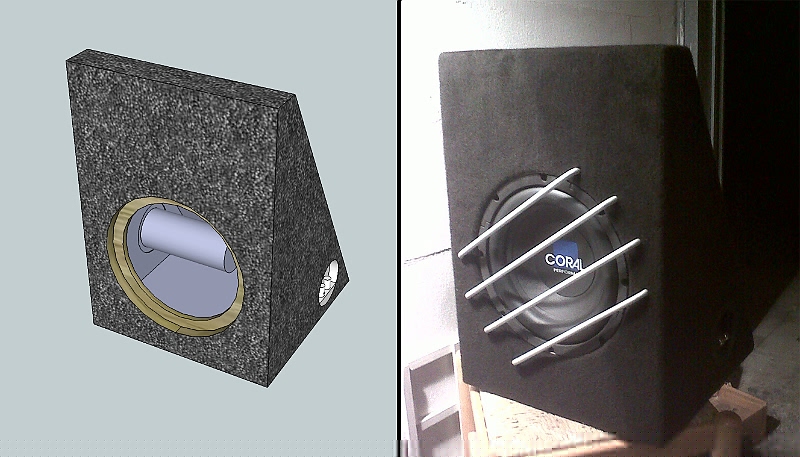 subwoofer copia.jpg - Confronto tra il modello realizzato con BASSPRO e il reale oggetto.